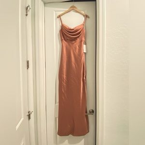 Revelry Skye Satin Dress - Desert Rose